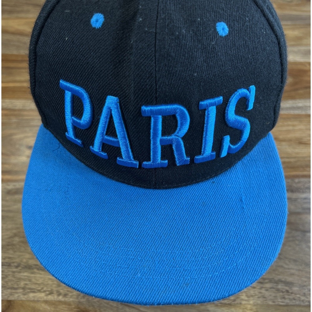 Tour Brand Cap Hat Paris Black‎ and Blue Mens Snap Back Adjustable OSFA
